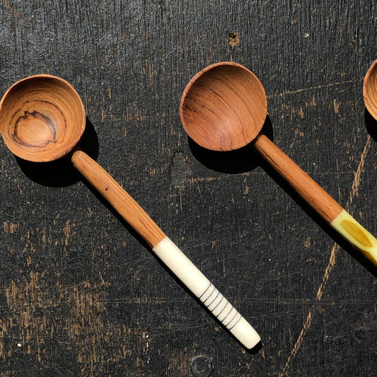 Olive Wood Batik Condiment Spoon