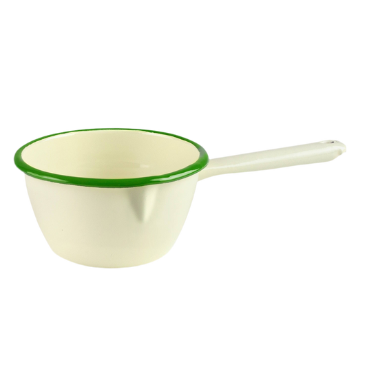 Wee Enamel Saucepan - Cream & Green