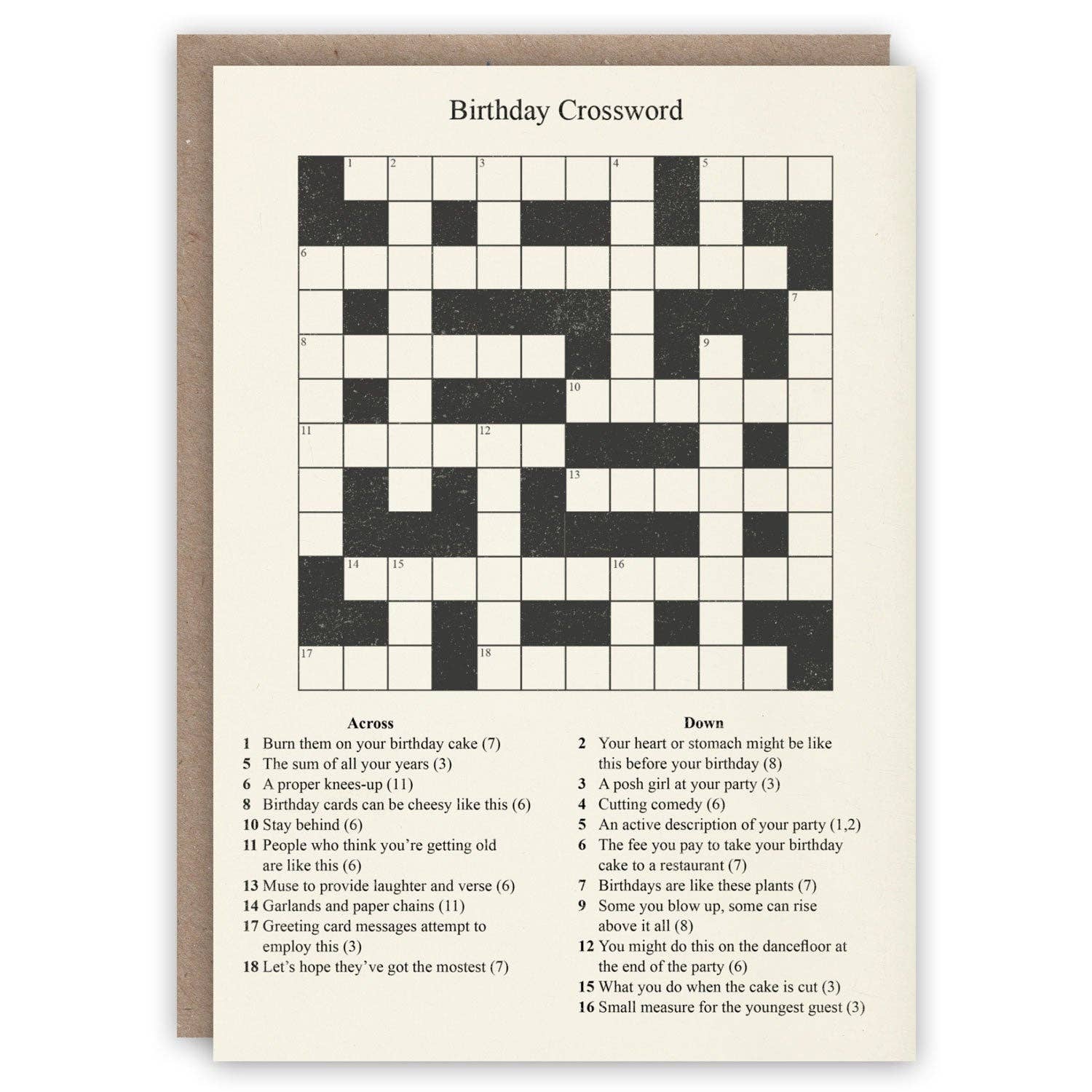The Pattern Book birthday crossword greetings card