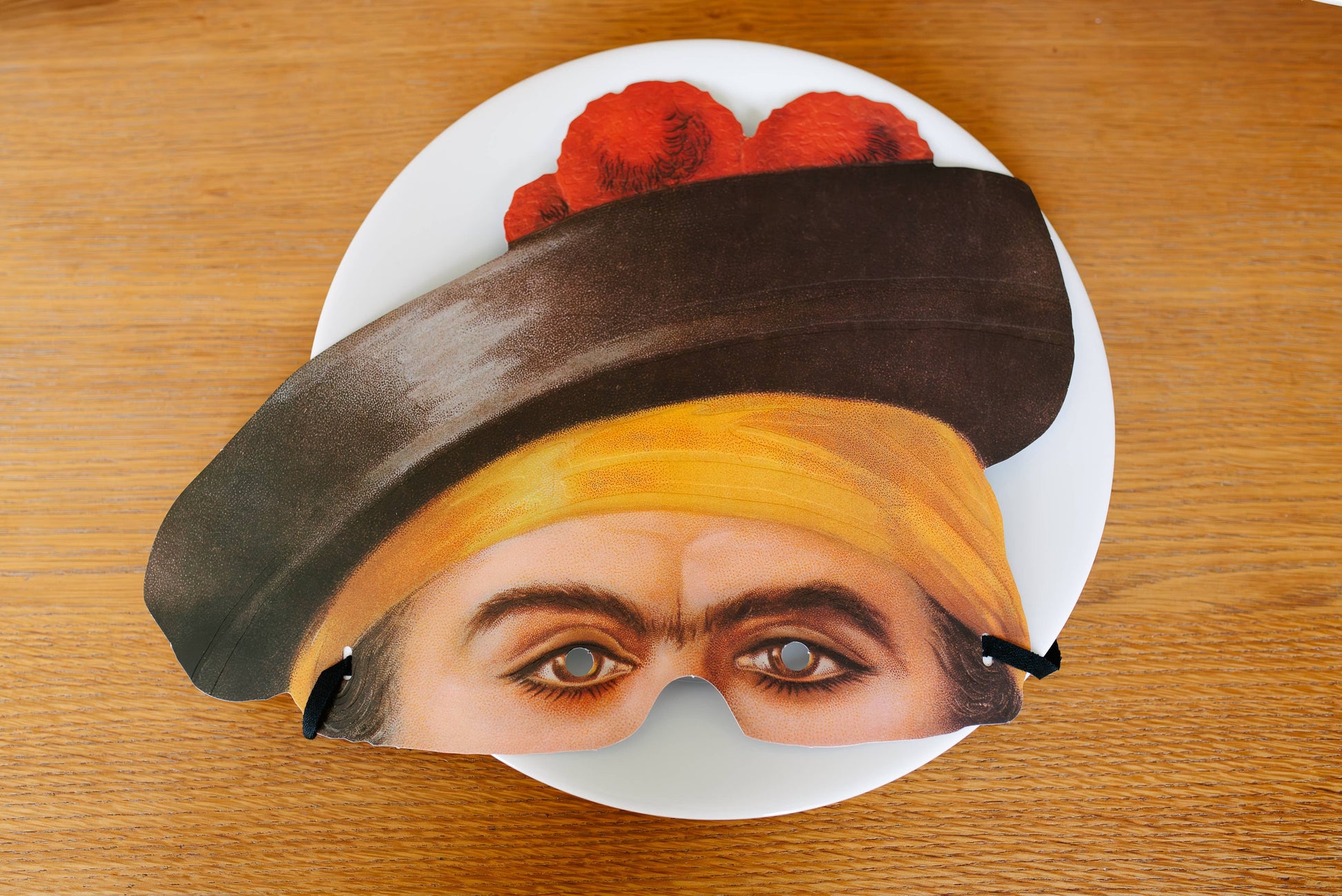 Set of vintage-style paper masks fancy dress