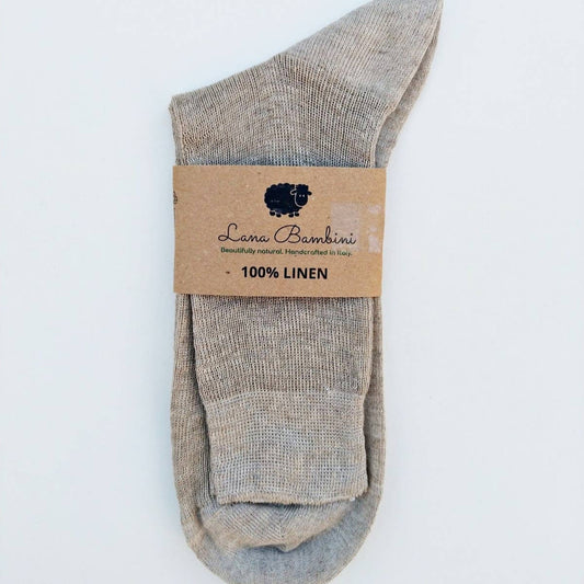 100% Linen Natural Ankle Socks