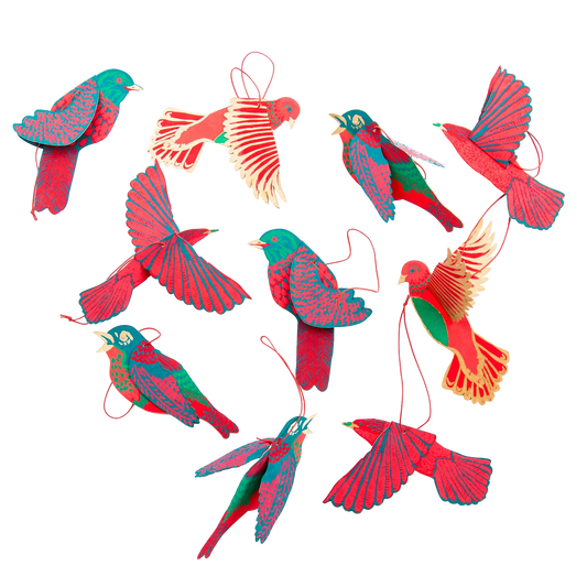 Cotton Paper Bird Ornaments
