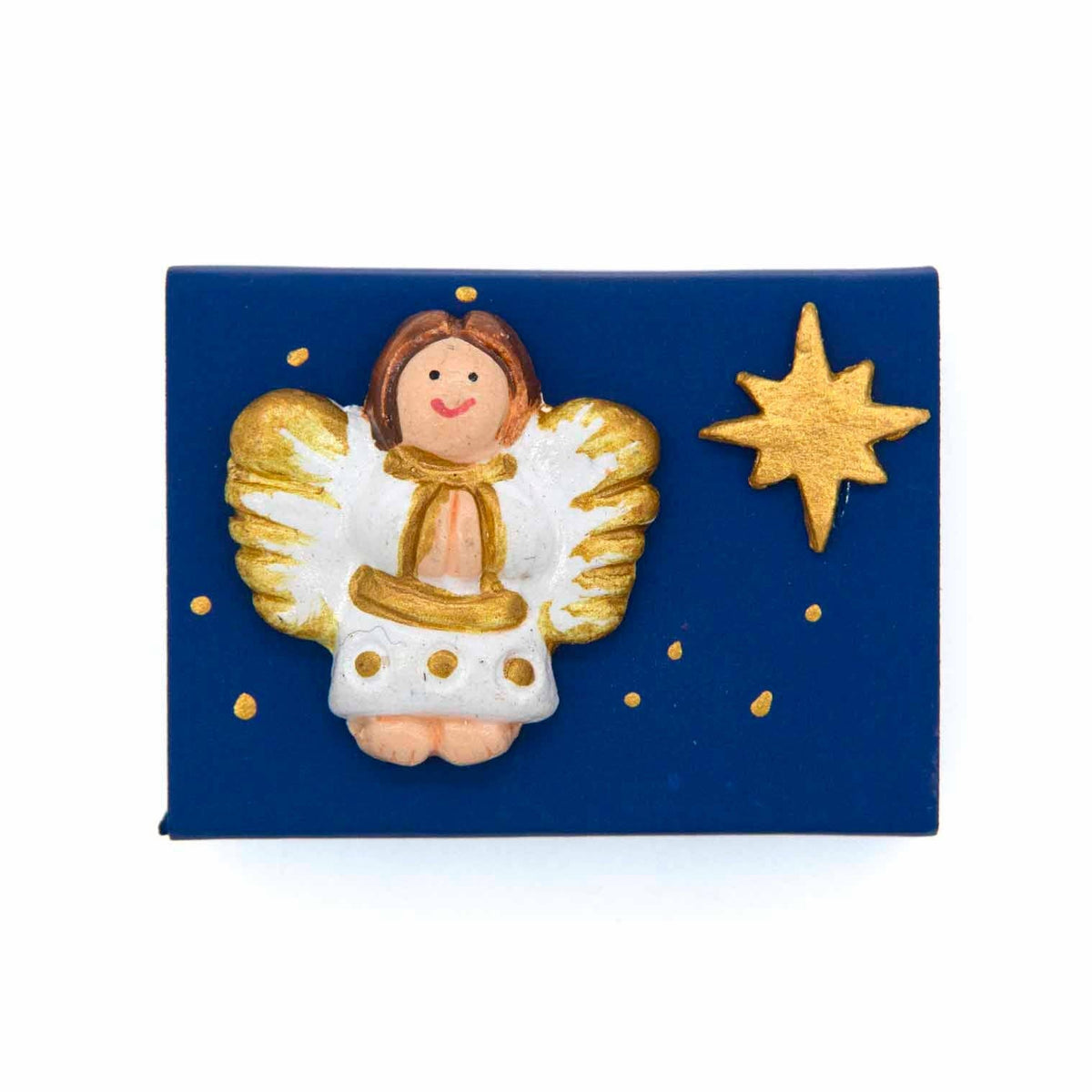 Painted lid of a Peruvian Christmas matchbox