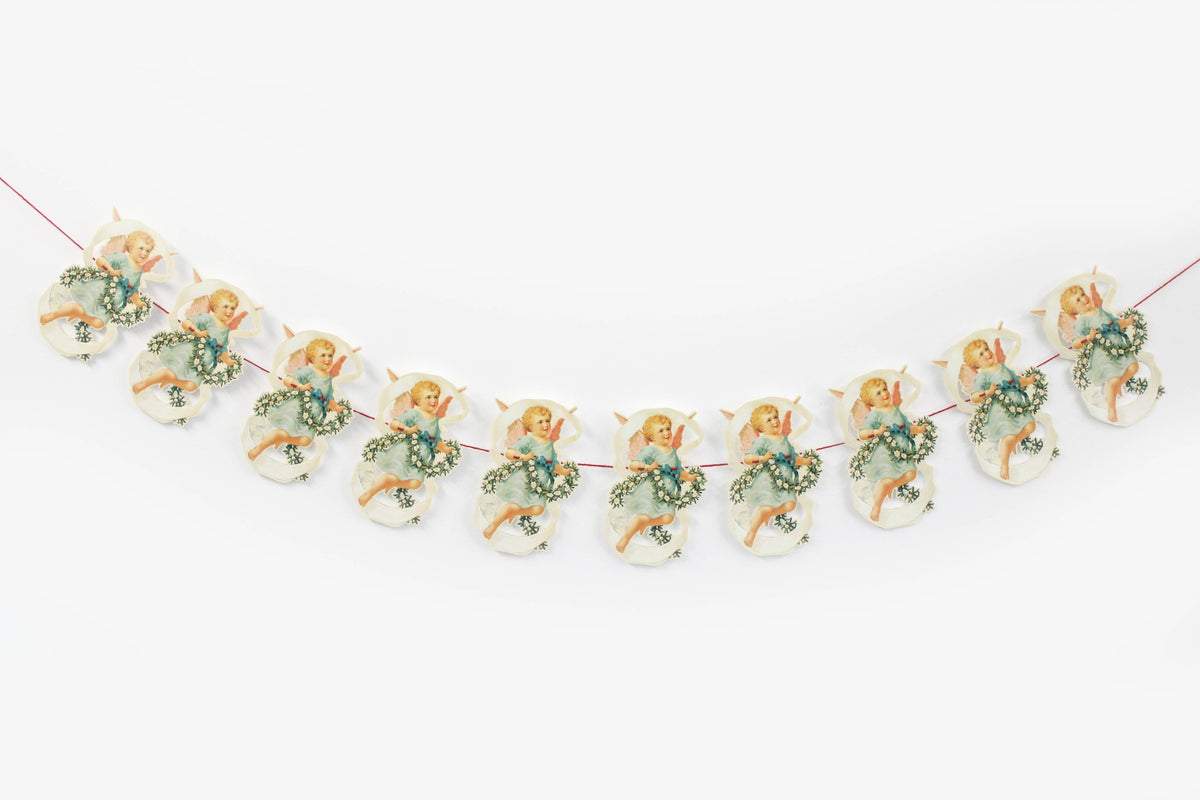 Mamelok cherub Christmas garland of ten embossed paper cherubs