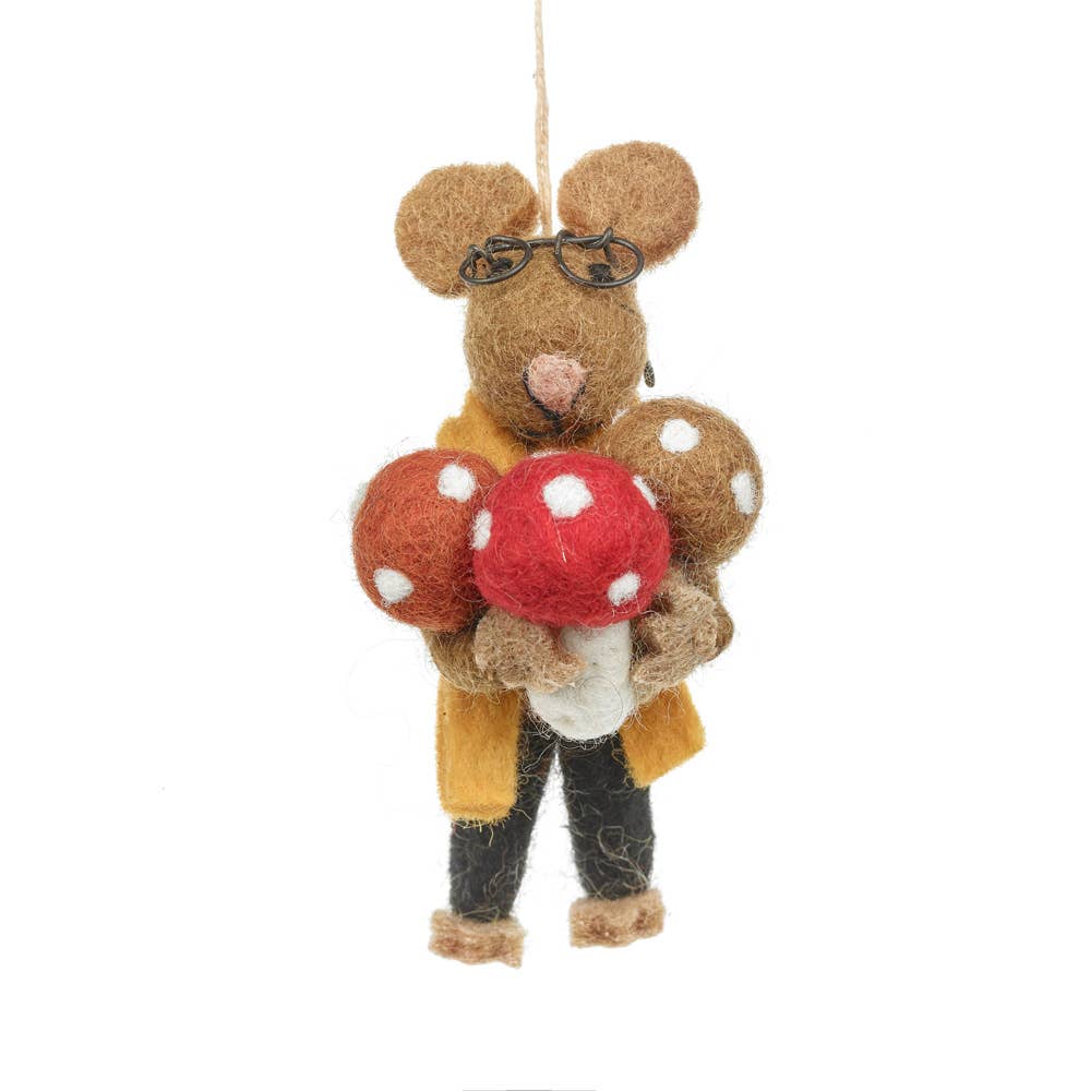 Handmade Needle Felt Oliver Mouse Mushroom