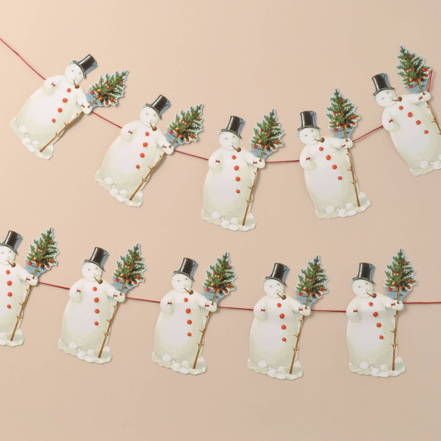 Decorative victorian-style snowman Christmas garland
