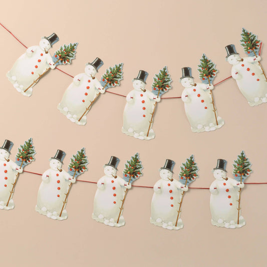 Decorative victorian-style snowman Christmas garland