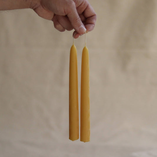 100% Local Beeswax Dinner Candles (Pair)