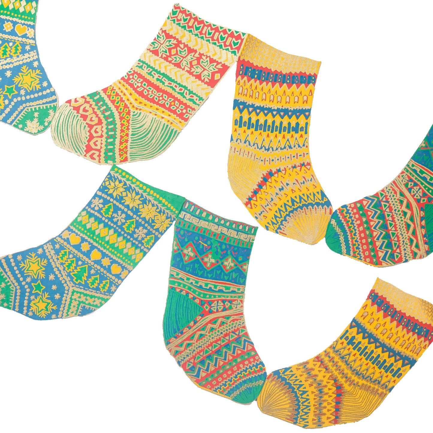 colourful woolen socks Christmas festive garland