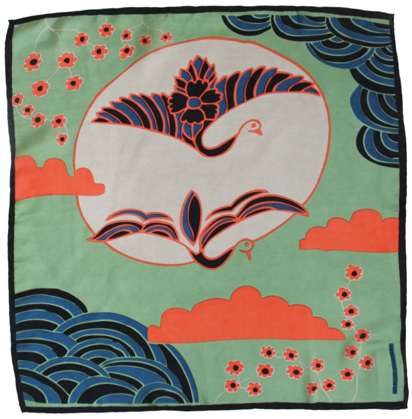 Agami Mint & Coral - Mini Square Silk Scarf