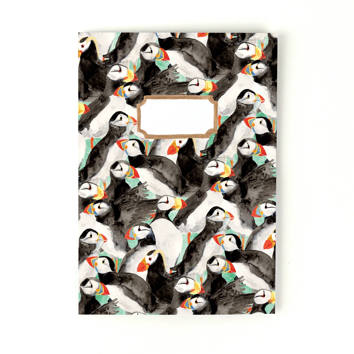 recycled paper notebook with puffin design