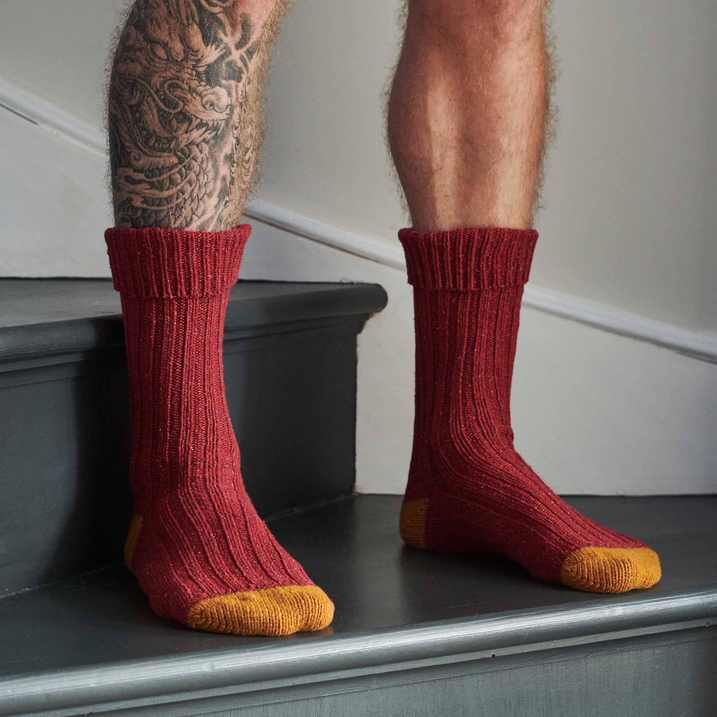 Recycled Lambswool & Silk Ribbed Socks