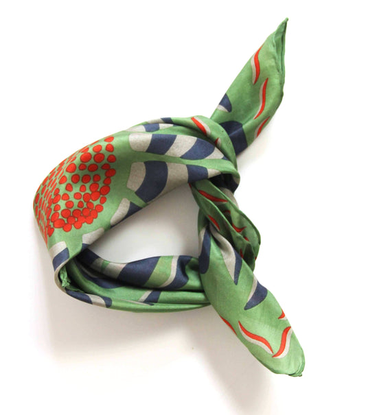 Forget-me-not Khaki - Mini Sqaure Silk Scarf