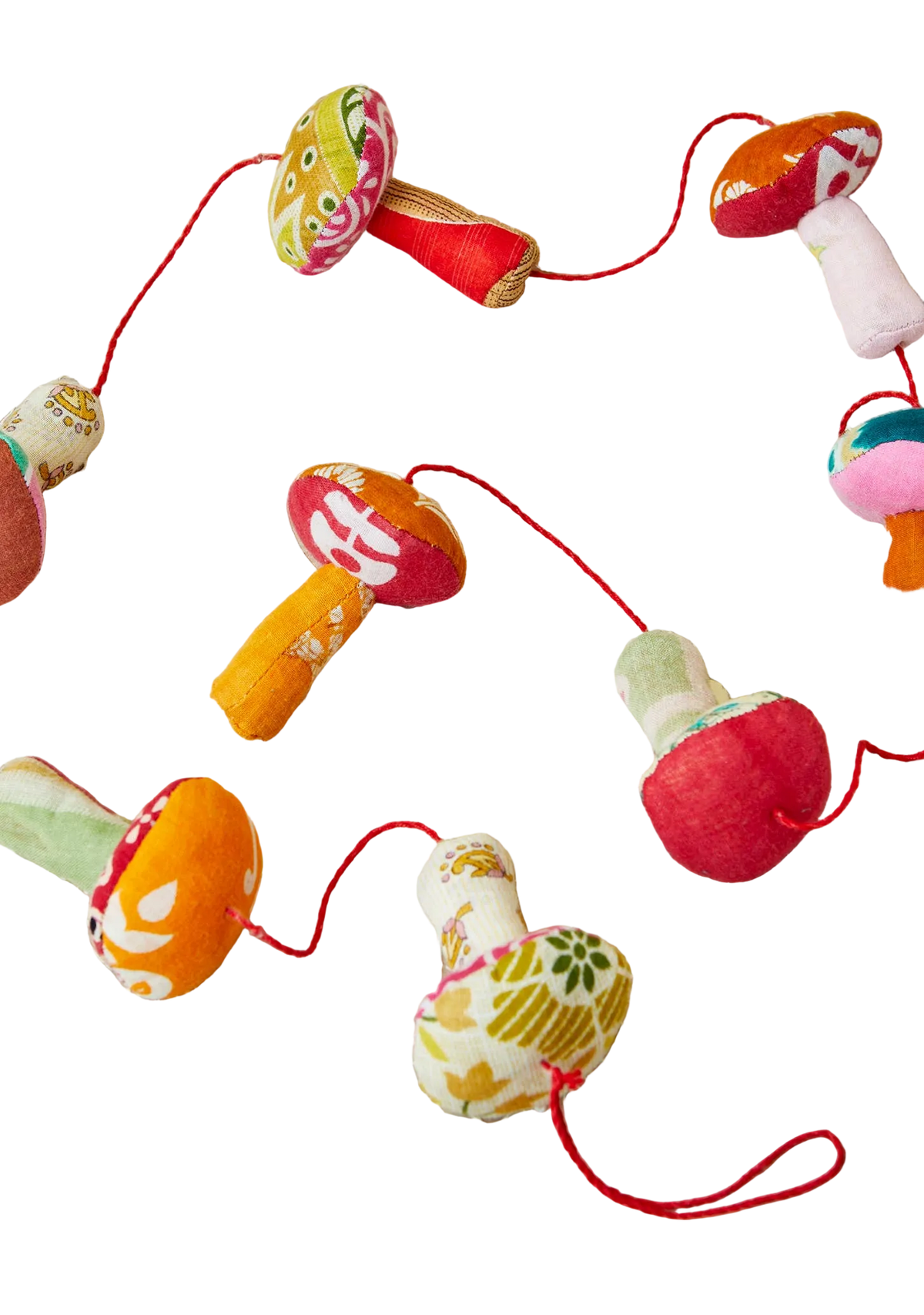 Fabric mushrooms made from recycled sari offcuts