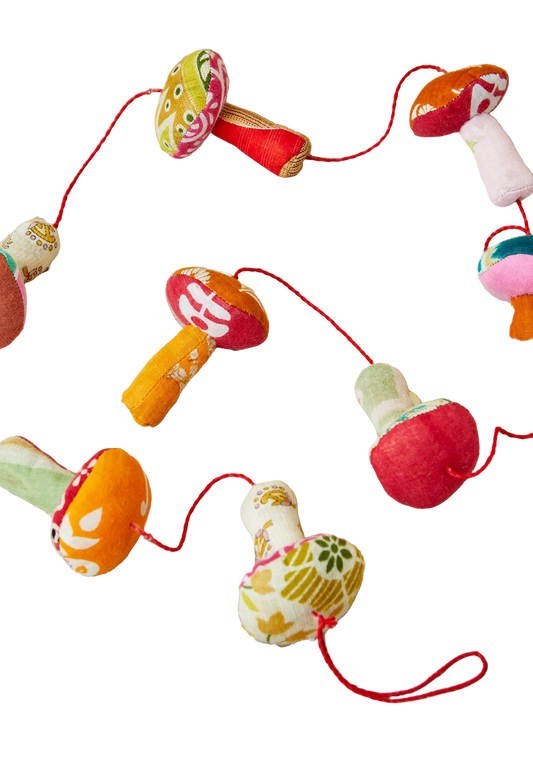 Fabric mushrooms made from recycled sari offcuts
