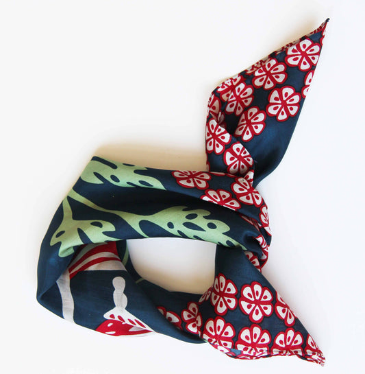 Alice Marine Navy - Mini Square Silk Scarf