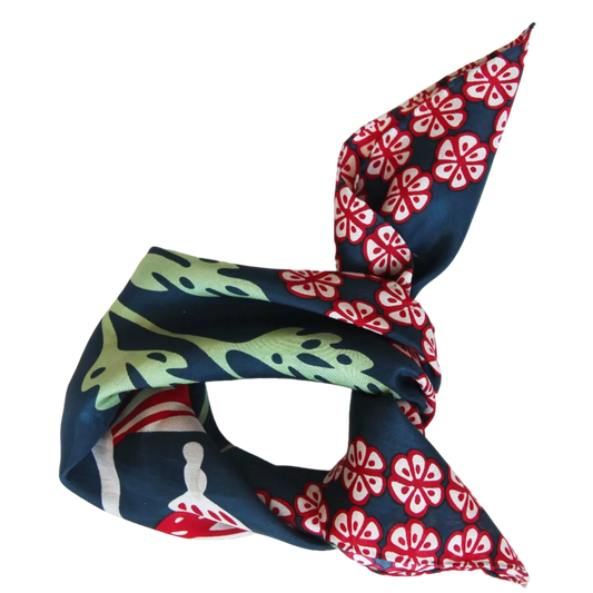 Alice Marine Navy - Mini Square Silk Scarf