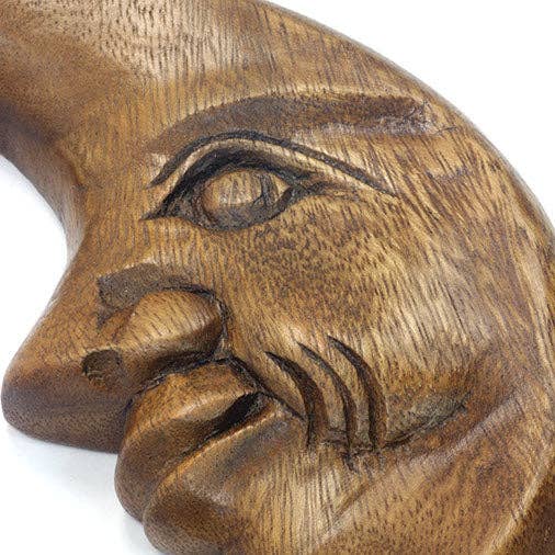 Moon face carving, 14 by 20cm, hand carved in Thailand