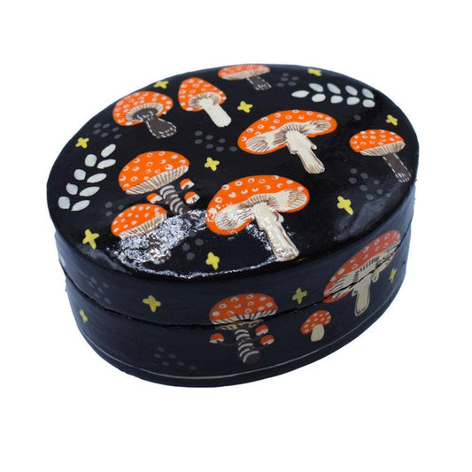 Hand-Painted Woodland Mushroom Trinket Box