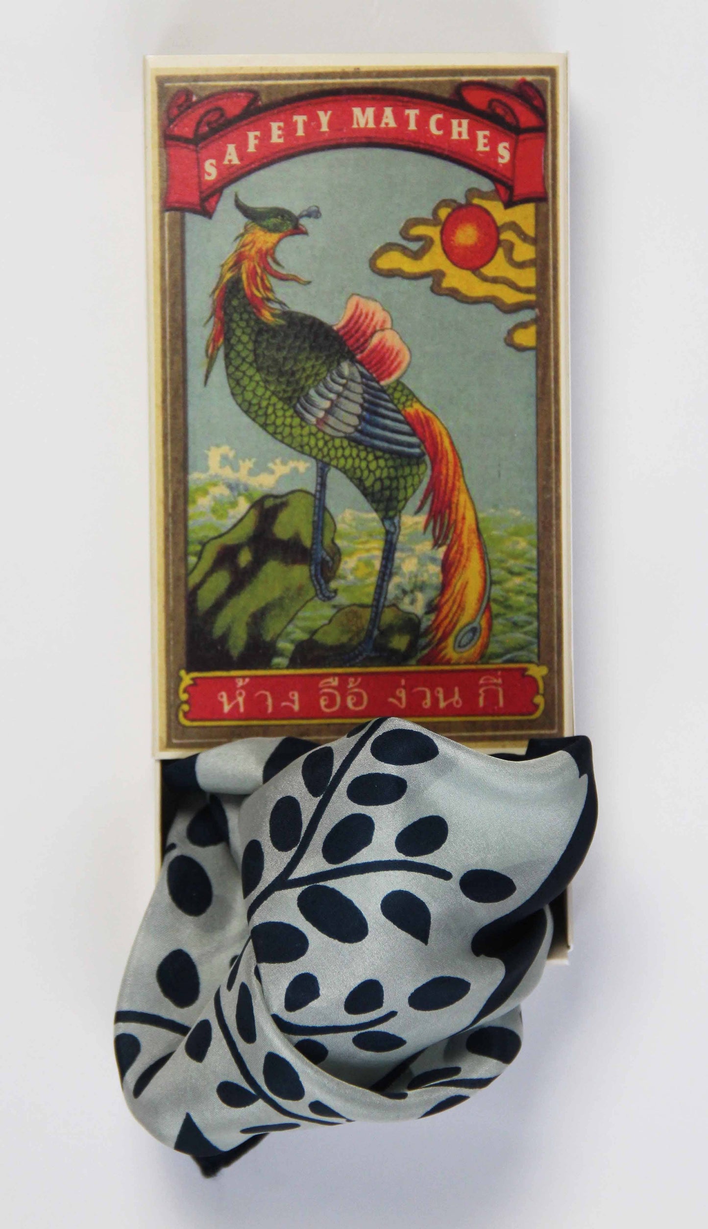 Peace & Love Silk Scarf - Marine Navy