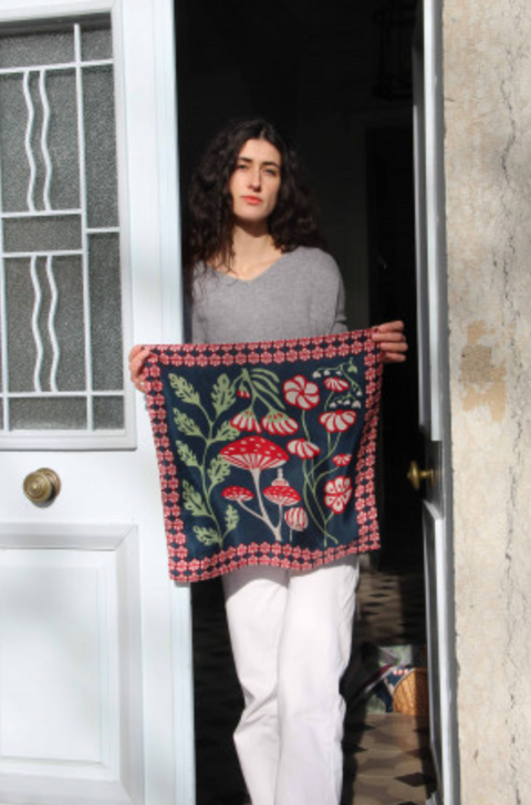 Mini Alice Navy Silk Scarf