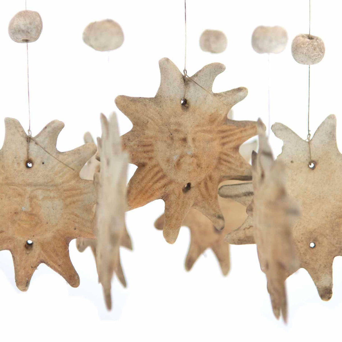 Ceramic moon and star wind chime hanging