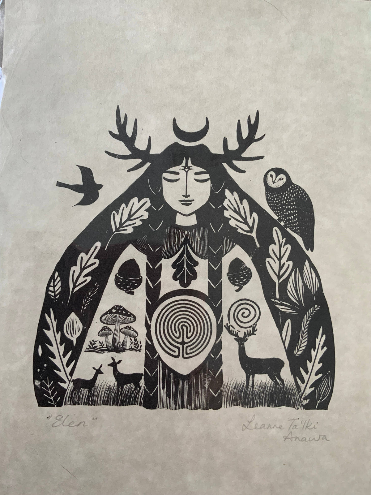 Elen of the Ways A4 Folk Art Print
