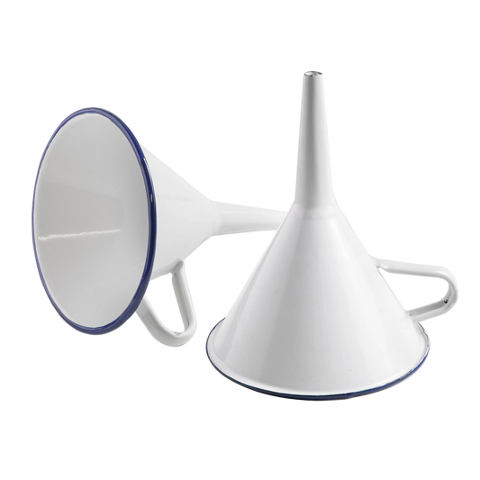 White & Blue Enamel Funnel