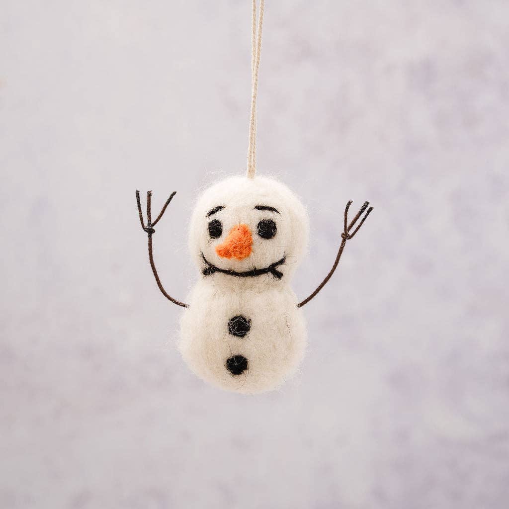 handmade felted snowman decoration