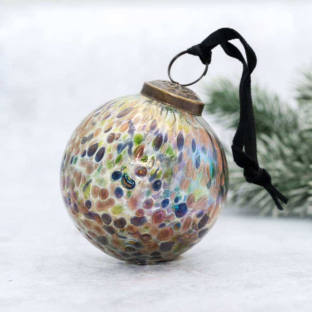 Multi Sparkle Cheena glass bauble rolled in coloured glass chips