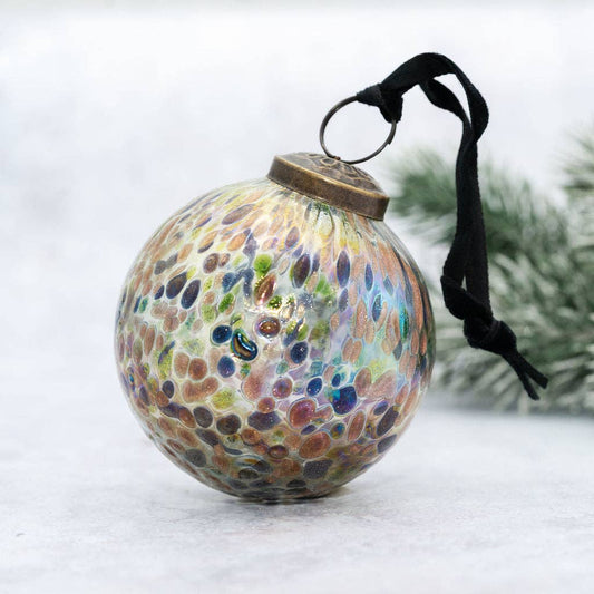 Multi Sparkle Cheena glass bauble rolled in coloured glass chips