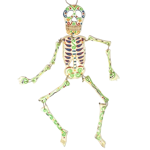 Large solid wood candy skeleton, hand-painted in Bali