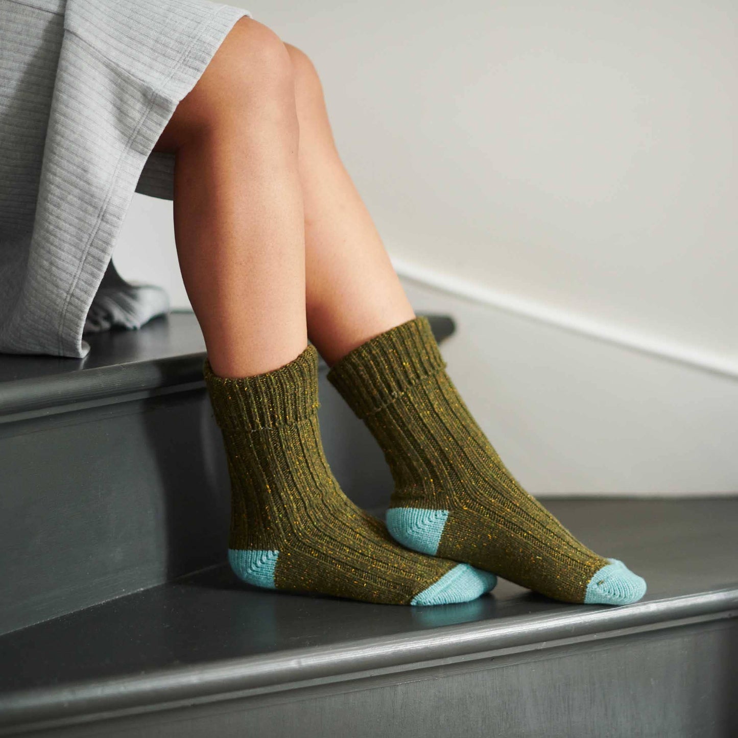 Recycled Lambswool & Silk Ribbed Socks (7 colours)