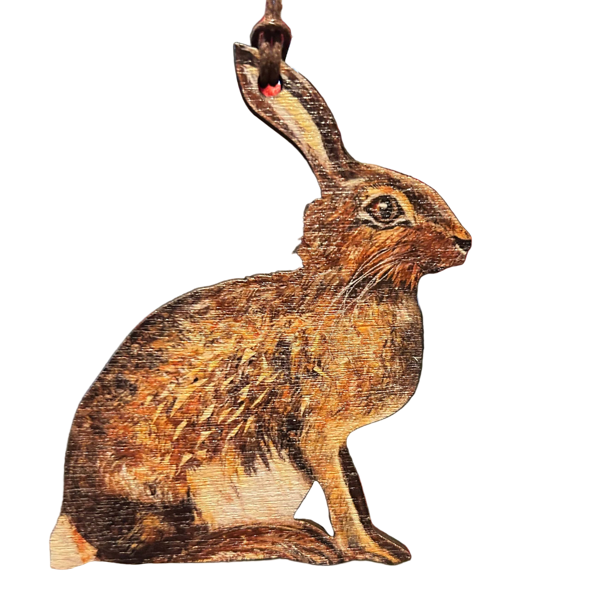 Wooden rabbit decoration on birch plywood