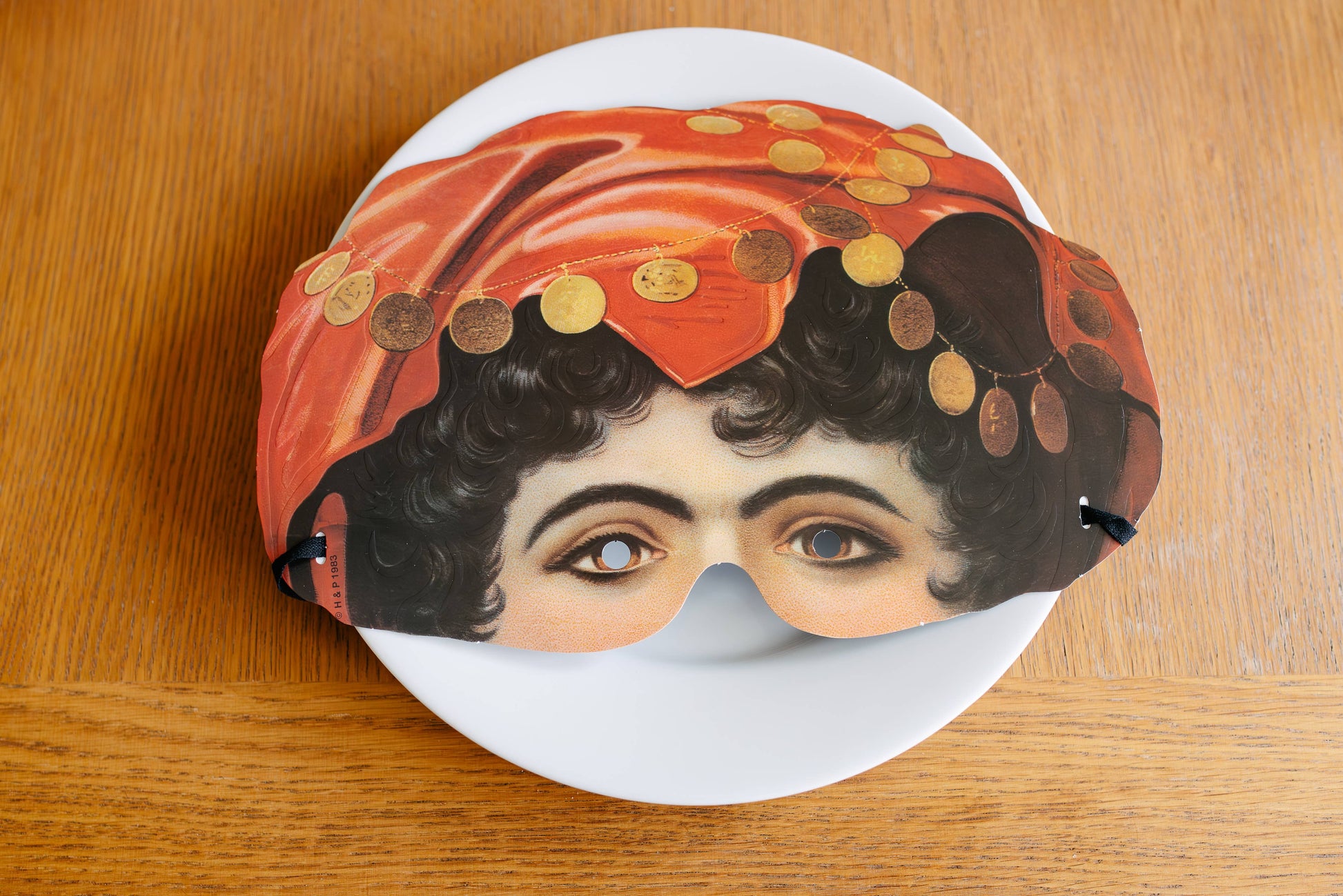 Set of vintage-style paper masks fancy dress