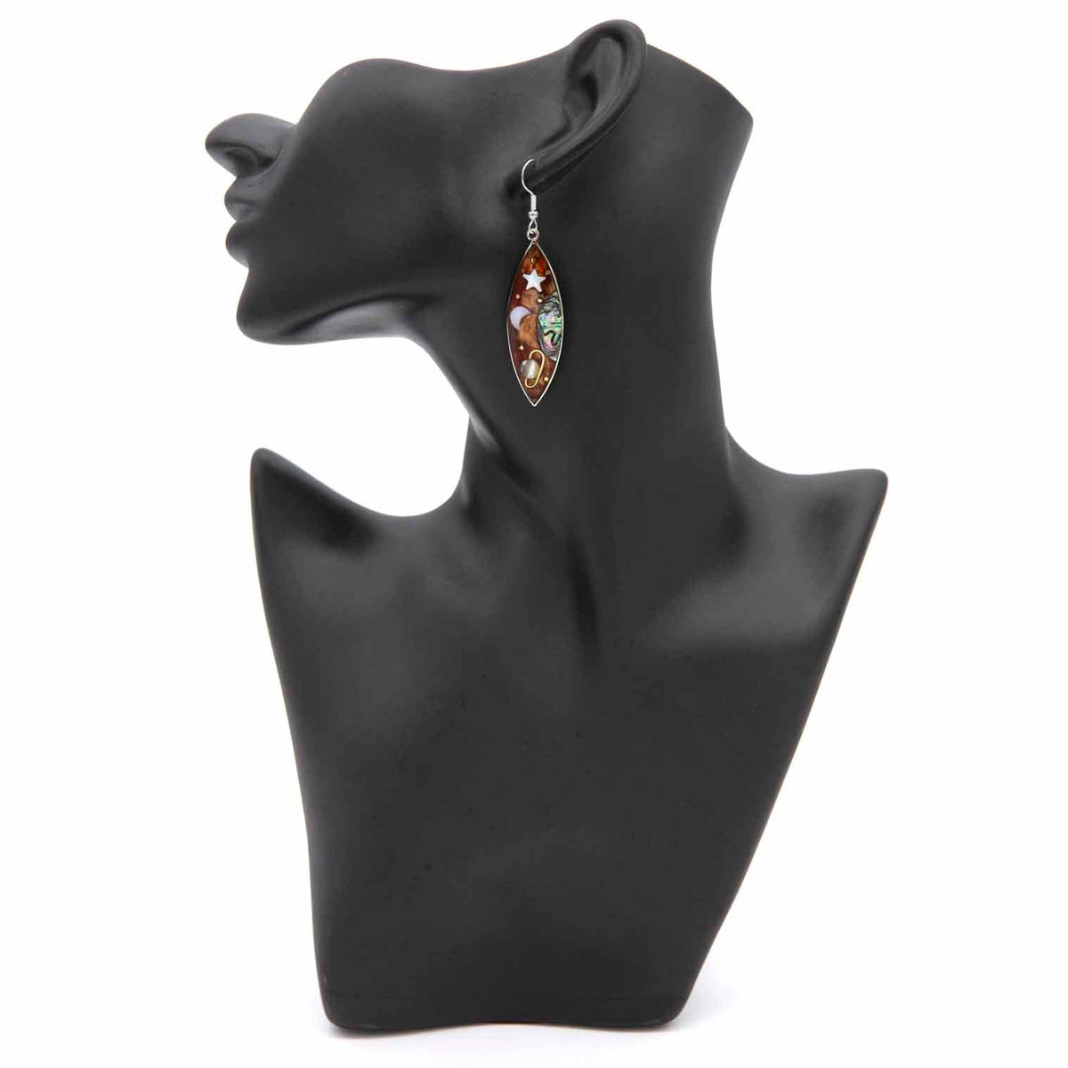 48mm abalone drop earrings with hand-painted celestial design