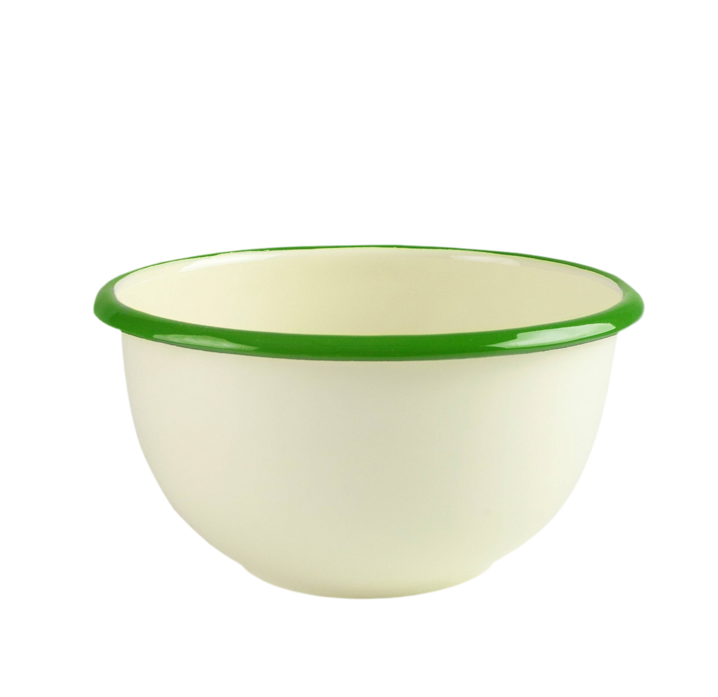 Enamel Soup Bowl - Green & Cream