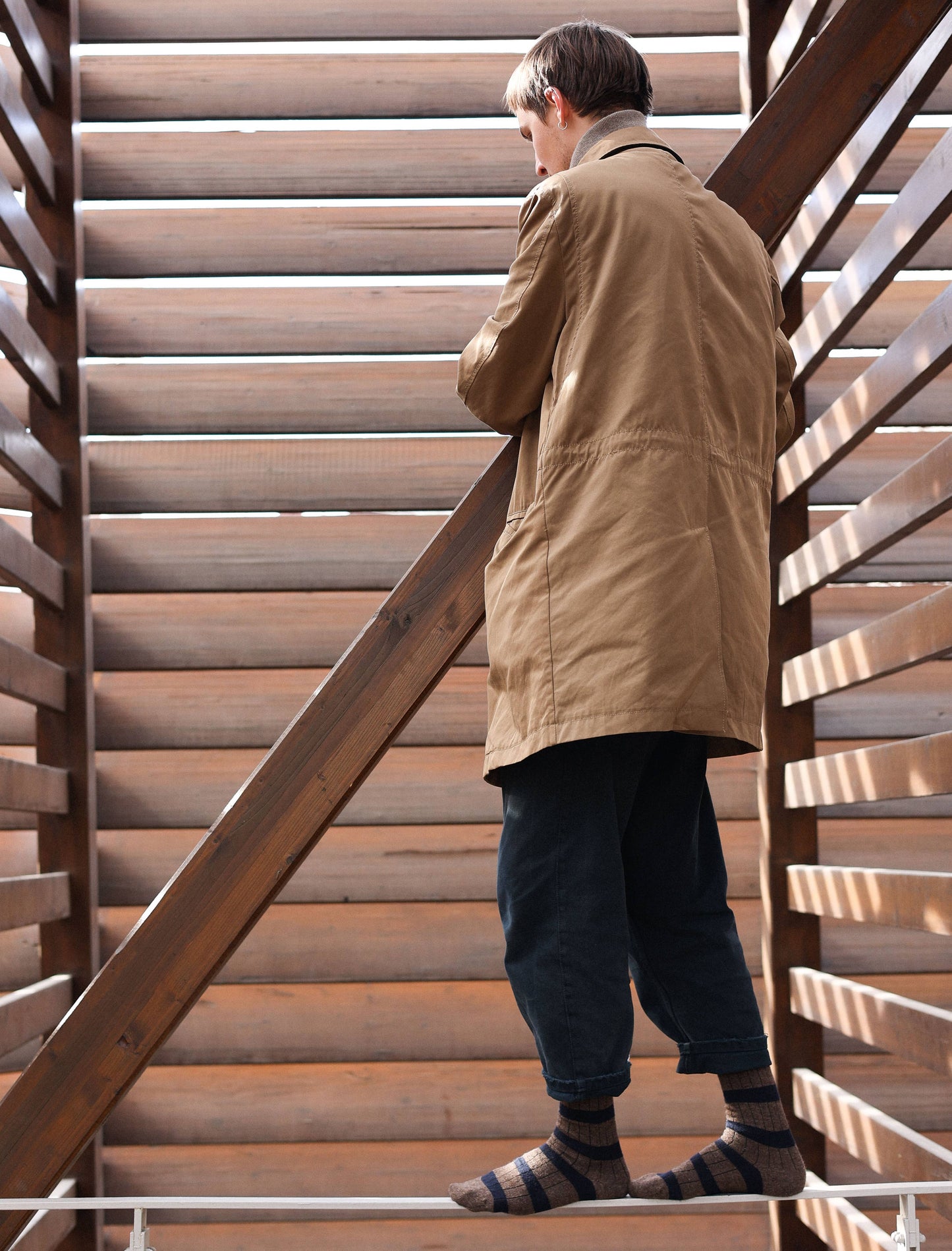 KLUE Merino Wool socks with stripes | Brown & Black