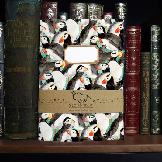 Improbability of Puffins - Recycled Notebook