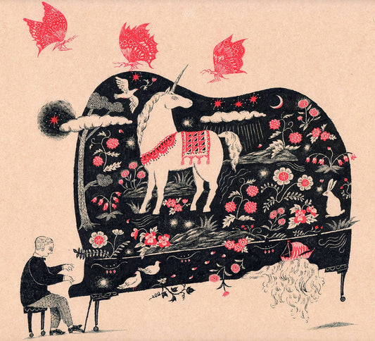 Long Piano Art Greeting Card