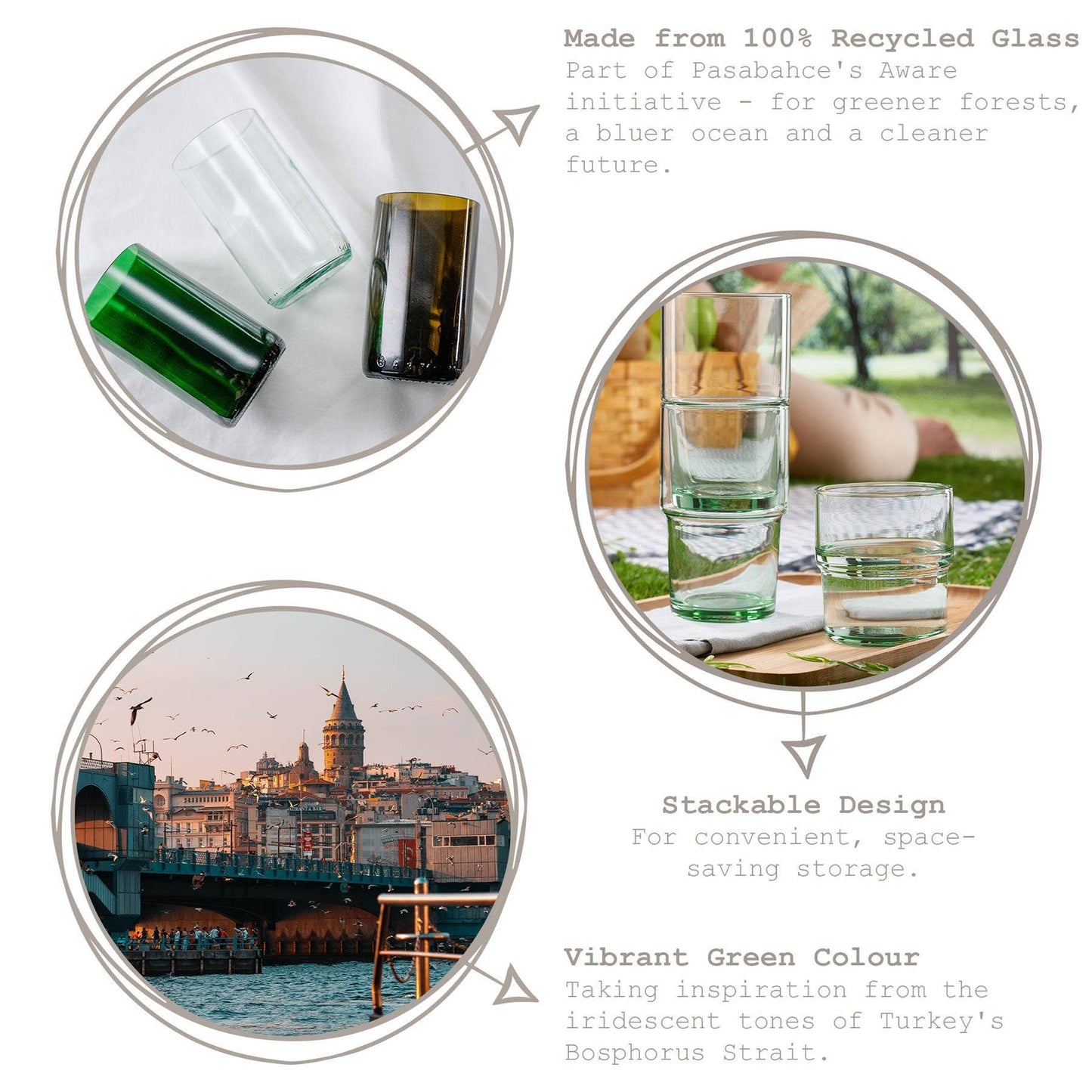 Recycled Glass Stacking Tumbler – 300ml