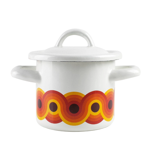 Retro Enamel Mini Pot with Pop Lid