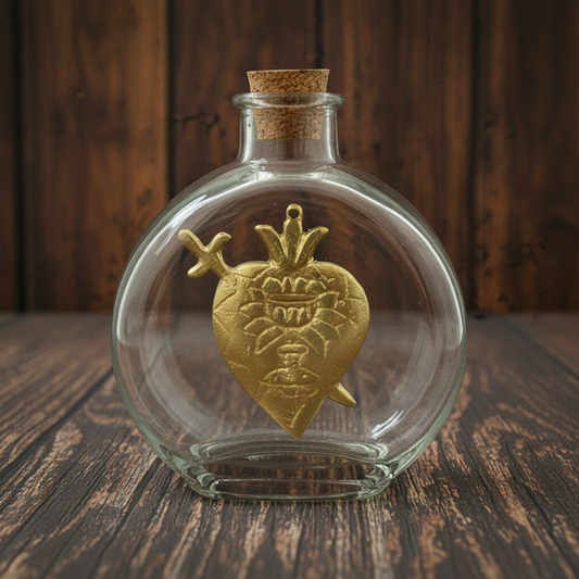 Mexican Sacred Heart Holy Water Bottle