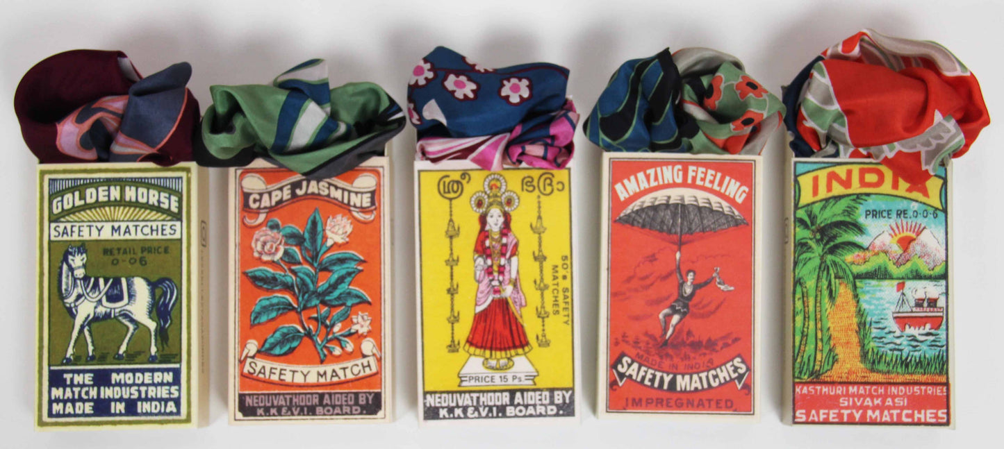 Agami Mint & Coral - Mini Square Silk Scarf