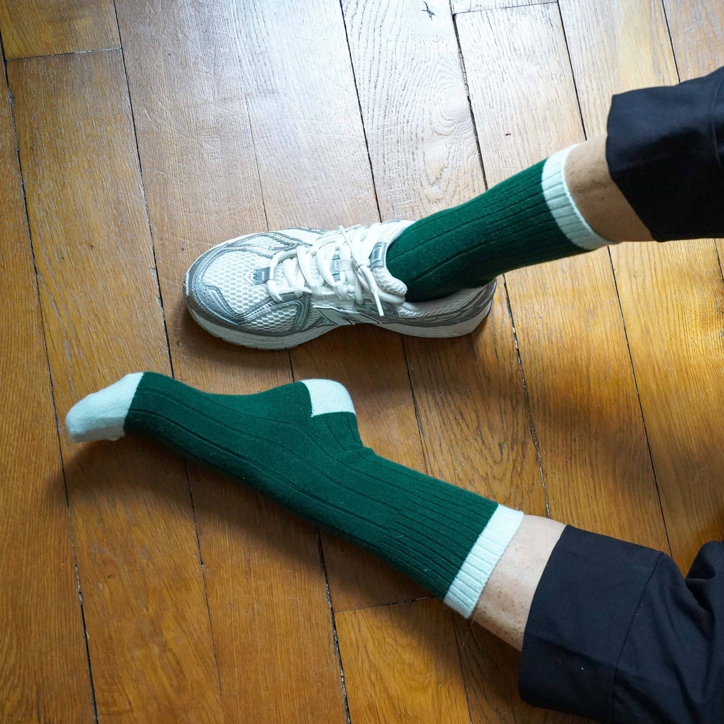 Merino Wool Contrast Socks-Green & Mint