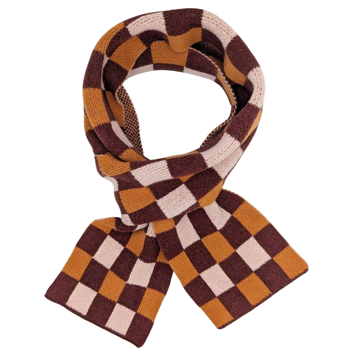 Chequered Red/Rust Lambswool Scarf
