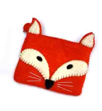 Handmade Fox Needle Felted Purse Made In Nepal