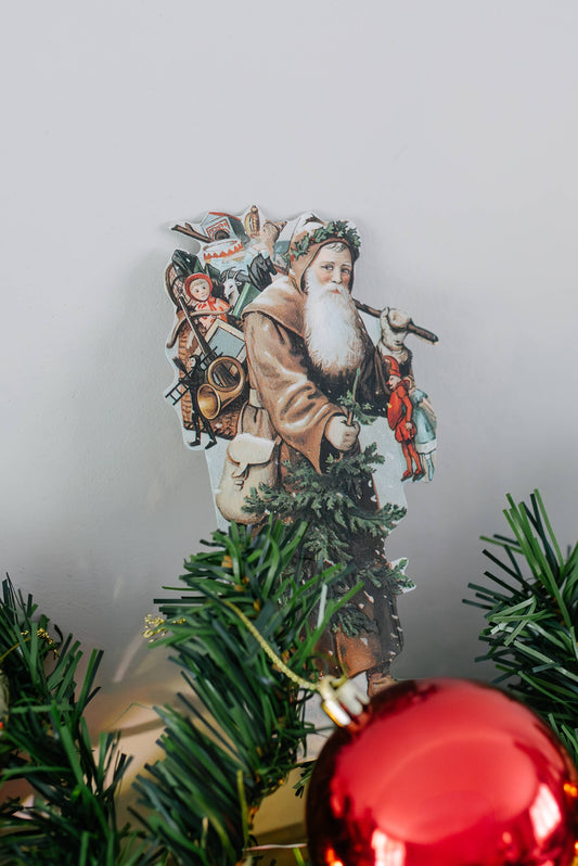vintage, victorian style greetings card, cut out Santa Claus