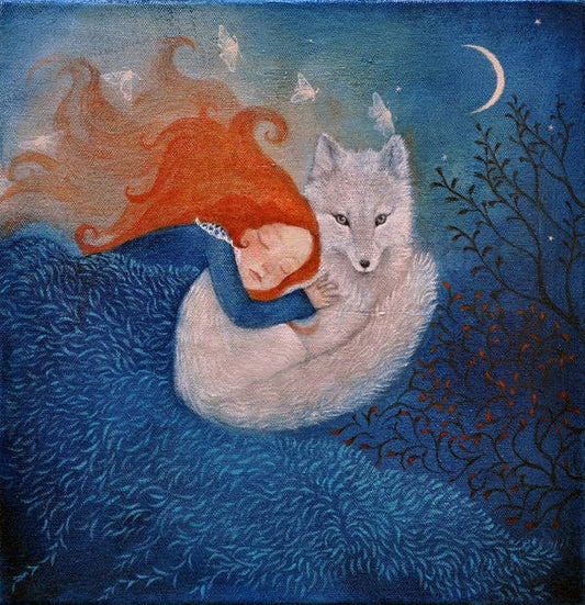 Guided by Moonlight greetings card by Scottish artist Lucy Campbell, printed from an original painting