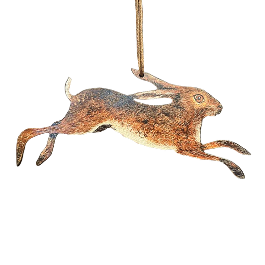 running hare wooden hanging decoration